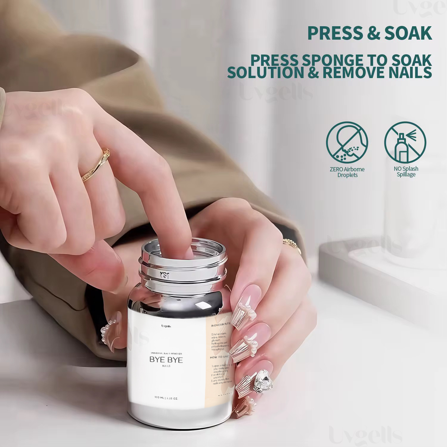 UVGELLS BYE BYE NAILS – SPONGE TUBE REMOVER / Universal Nails Remover - Image 2