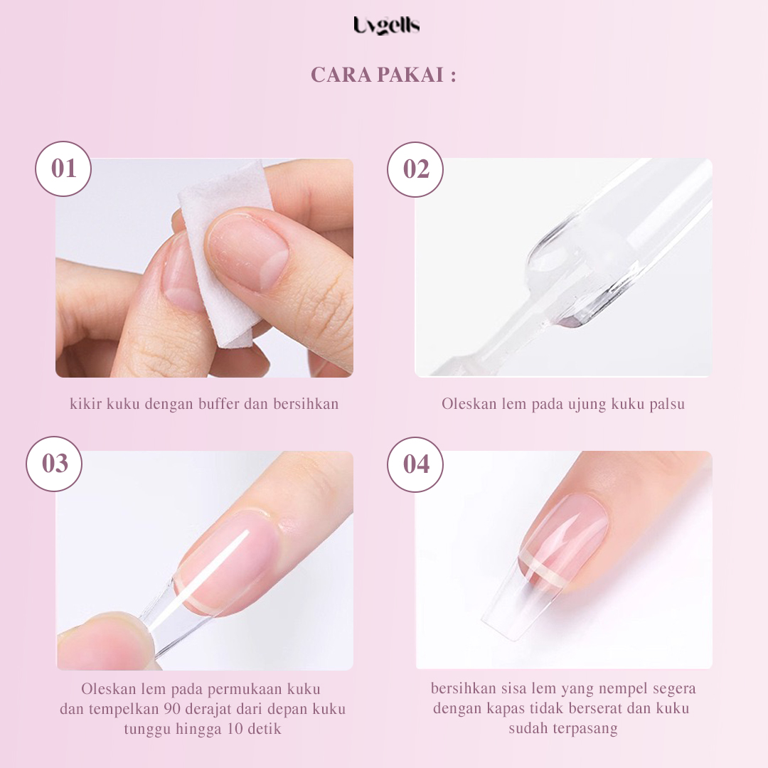 Peel-Off Nail Glue – Uvgells Blush-on glue Super Strong & Easy Removal - Image 3